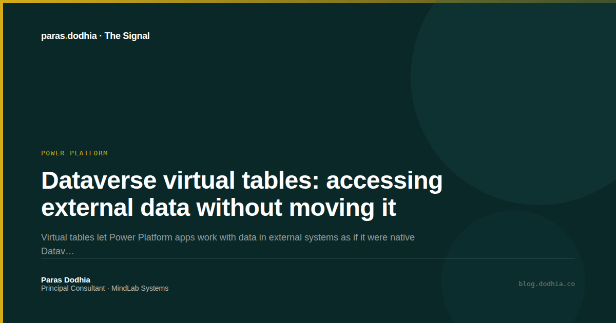 Dataverse virtual tables: accessing external data without moving it ...